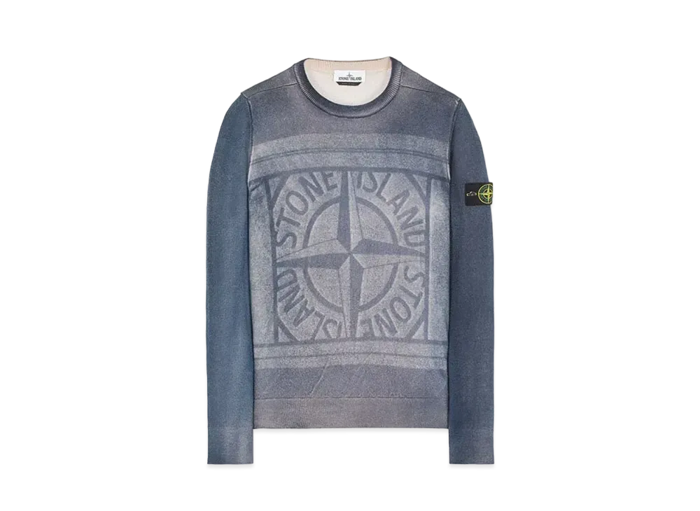 Stone Island 570A8 PURE WOOL_FAST DYE + HAND MADE AIRBRUSH + LASER PRINT: REVERSIBLE "Blue"