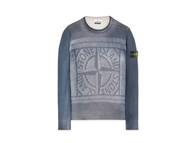 Stone Island 570A8 PURE WOOL_FAST DYE + HAND MADE AIRBRUSH + LASER PRINT: REVERSIBLE "Blue"
