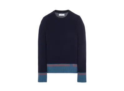 Stone Island 573B8 LAMBSWOOL WITH STRIPED MOTIF AND EMBROIDERY "Blue"