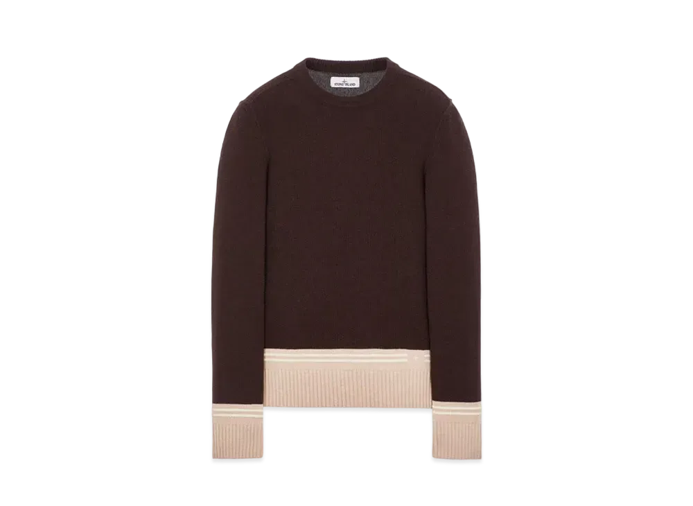 Stone Island 573B8 LAMBSWOOL WITH STRIPED MOTIF AND EMBROIDERY "Dark Brown"