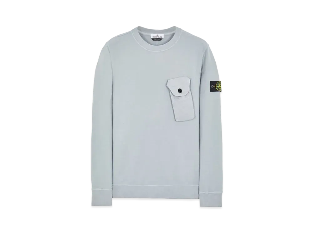 Stone Island 60419 BRUSHED COTTON FLEECE "Pearl Grey"