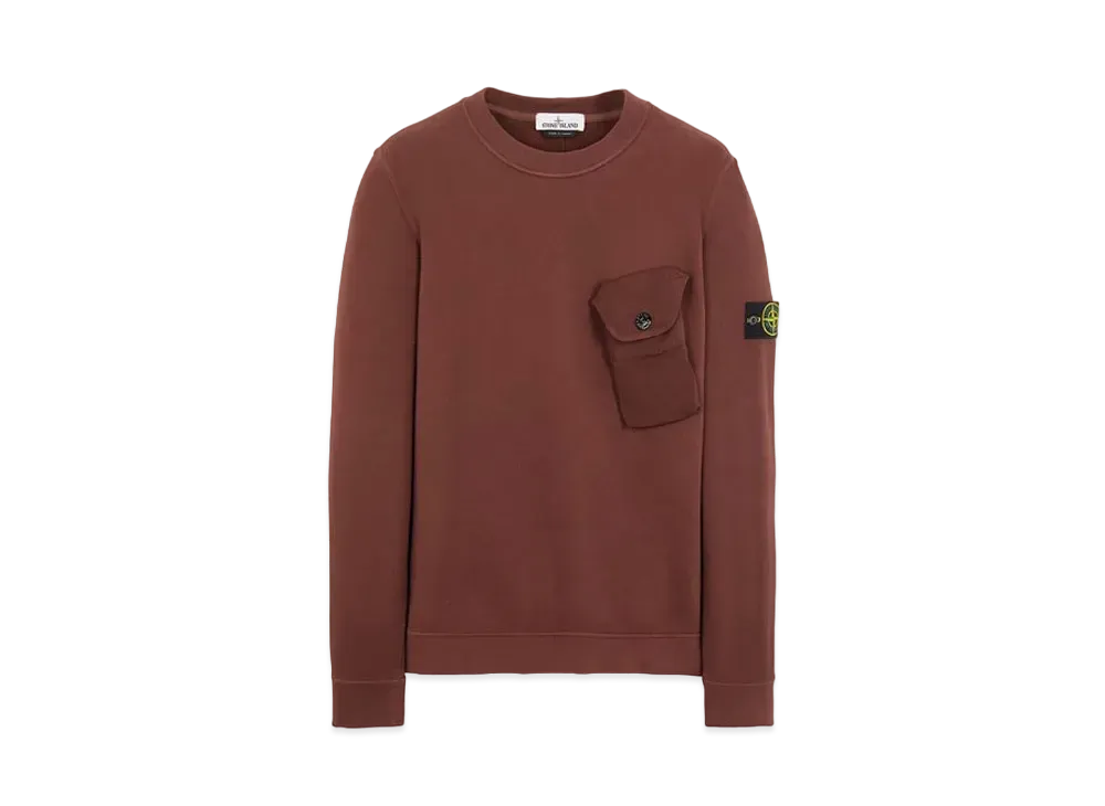 Stone Island 60419 BRUSHED COTTON FLEECE "Mahogany Brown"