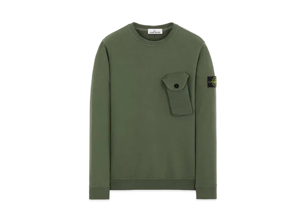 Stone Island 60419 BRUSHED COTTON FLEECE "Sage Green"