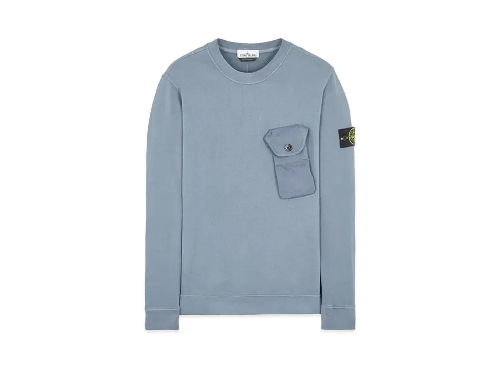 Stone Island 60419 BRUSHED COTTON FLEECE "Mid Blue"