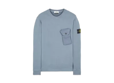 Stone Island 60419 BRUSHED COTTON FLEECE "Mid Blue"