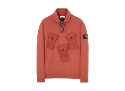 Stone Island 60519 BRUSHED COTTON FLEECE "Brick Red"