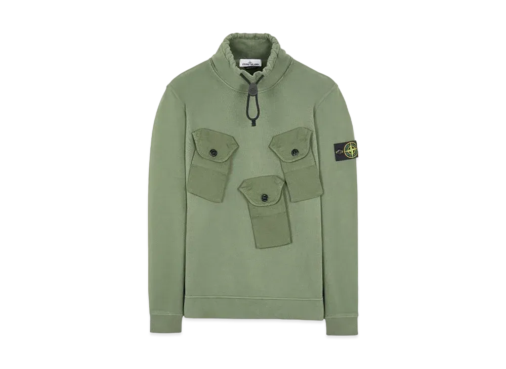 Stone Island 60519 BRUSHED COTTON FLEECE "Sage Green"