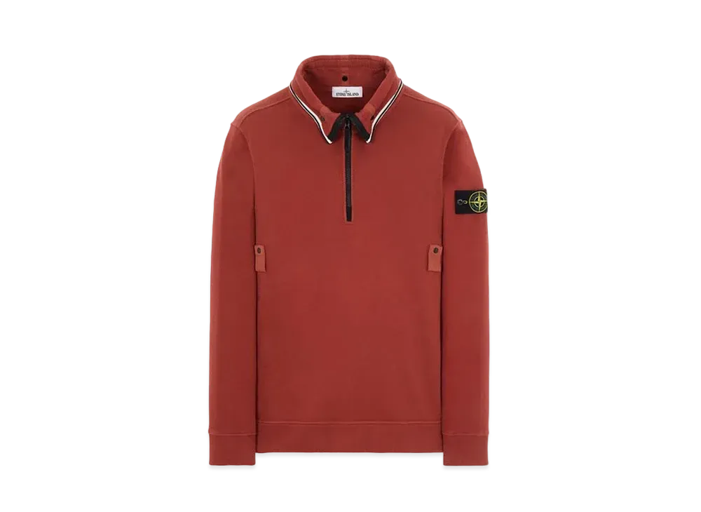 Stone Island 60720 BRUSHED COTTON FLEECE "Brick Red"