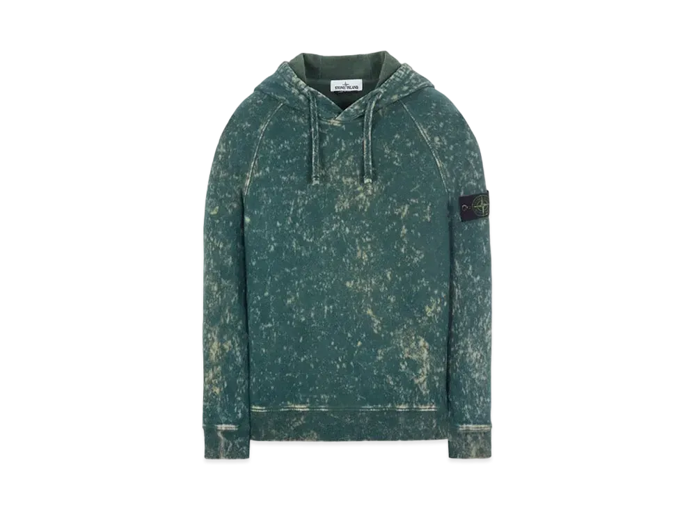 Stone Island 61338 COTTON FLEECE + OFF-DYE OVD TREATMENT "Sage Green"