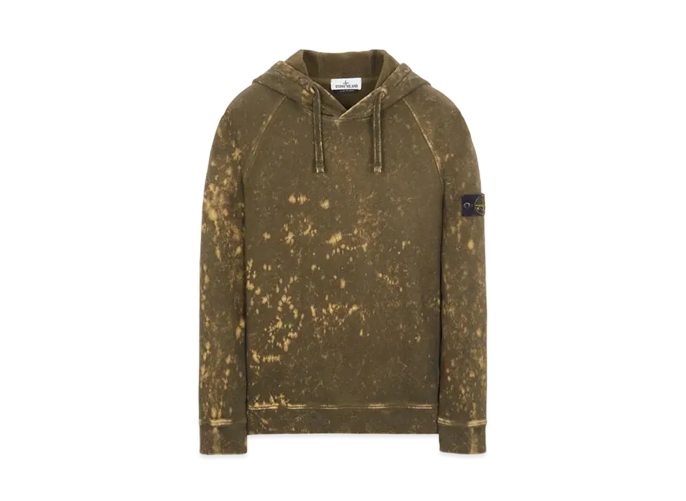 Stone Island 61338 COTTON FLEECE + OFF-DYE OVD TREATMENT "Dark Green Brown"