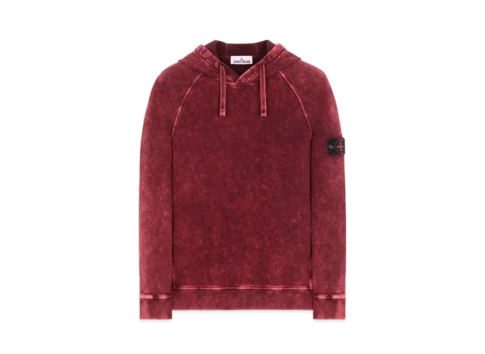 Stone Island 61338 COTTON FLEECE + OFF-DYE OVD TREATMENT "Maroon"