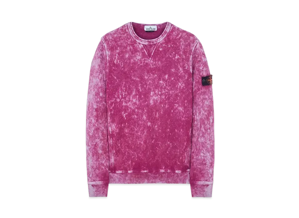 Stone Island 61538 COTTON FLEECE + OFF-DYE OVD TREATMENT "Magenta"