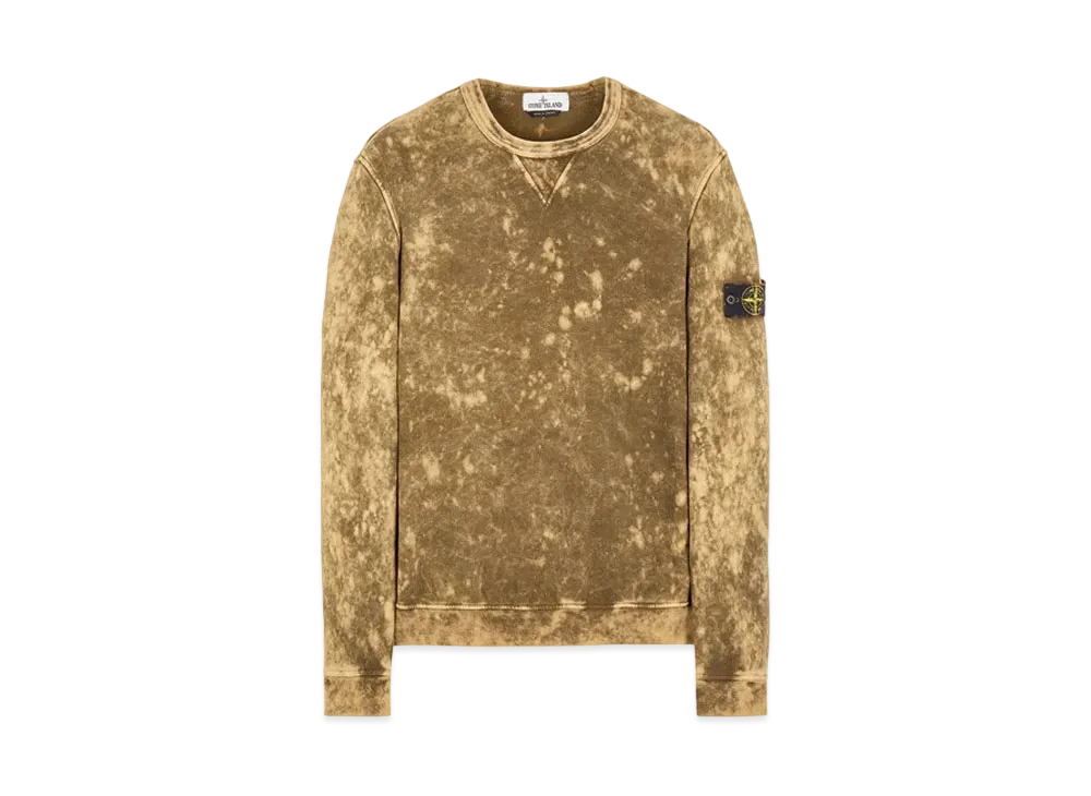 Stone Island 61538 COTTON FLEECE + OFF-DYE OVD TREATMENT "Dark Green Brown"