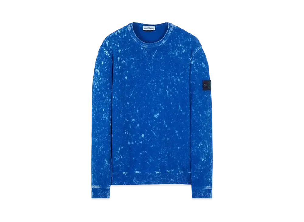Stone Island 61538 COTTON FLEECE + OFF-DYE OVD TREATMENT "Ultramarine Blue"