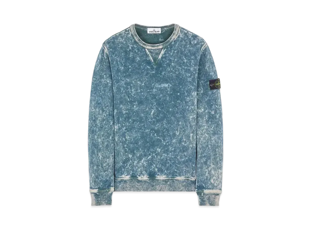 Stone Island 61538 COTTON FLEECE + OFF-DYE OVD TREATMENT "Blue"