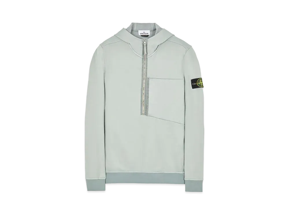 Stone Island 63247 COTTON NYLON FLEECE "Pearl Grey"