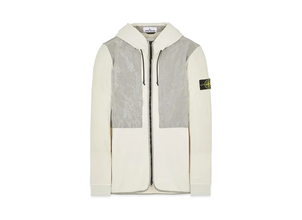 Stone Island 64741 BRUSHED COTTON FLEECE WITH NYLON METAL/ NASLAN-TC DETAILS "Ibory"