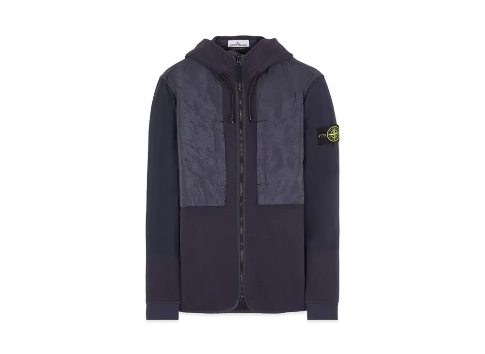 Stone Island 64741 BRUSHED COTTON FLEECE WITH NYLON METAL/ NASLAN-TC DETAILS "Ink Blue"