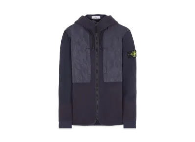 Stone Island 64741 BRUSHED COTTON FLEECE WITH NYLON METAL/ NASLAN-TC DETAILS "Ink Blue"