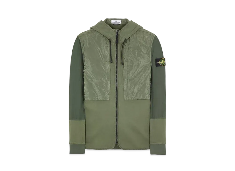 Stone Island 64741 BRUSHED COTTON FLEECE WITH NYLON METAL/ NASLAN-TC DETAILS "Sage Green"