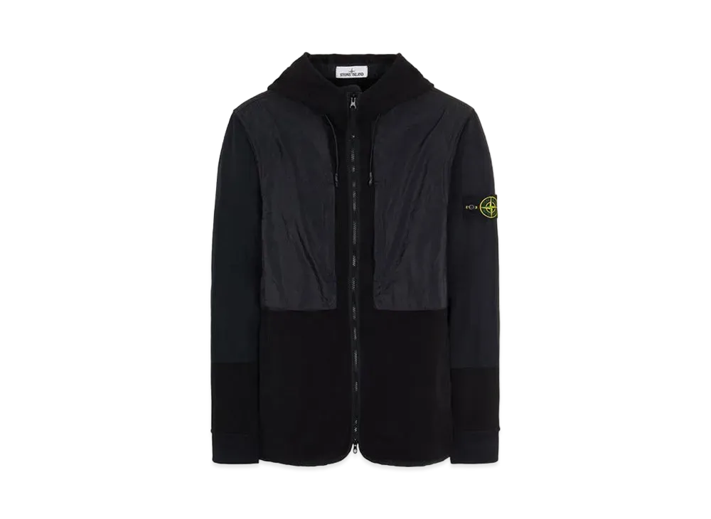 Stone Island 64741 BRUSHED COTTON FLEECE WITH NYLON METAL/ NASLAN-TC DETAILS "Black"