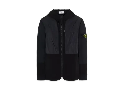 Stone Island 64741 BRUSHED COTTON FLEECE WITH NYLON METAL/ NASLAN-TC DETAILS "Black"