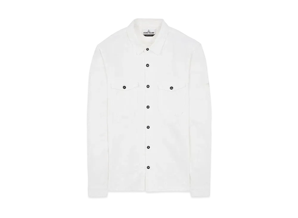 Stone Island 12004 TEXTURED BRUSHED RECYCLED COTTON_REGULAR FIT "White"