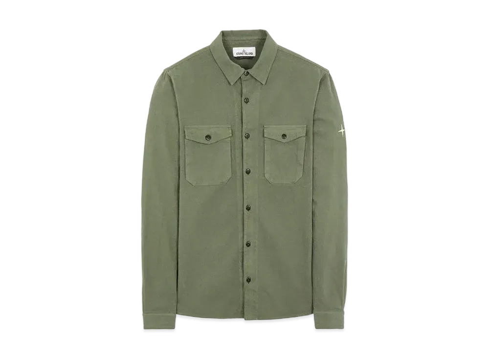 Stone Island 12004 TEXTURED BRUSHED RECYCLED COTTON_REGULAR FIT "Sage Green"