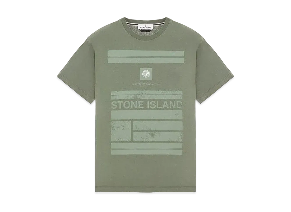 Stone Island 2NS78 COTTON JERSEY 'MOSAIC ONE' PRINT_SLIM FIT "Sage Green"