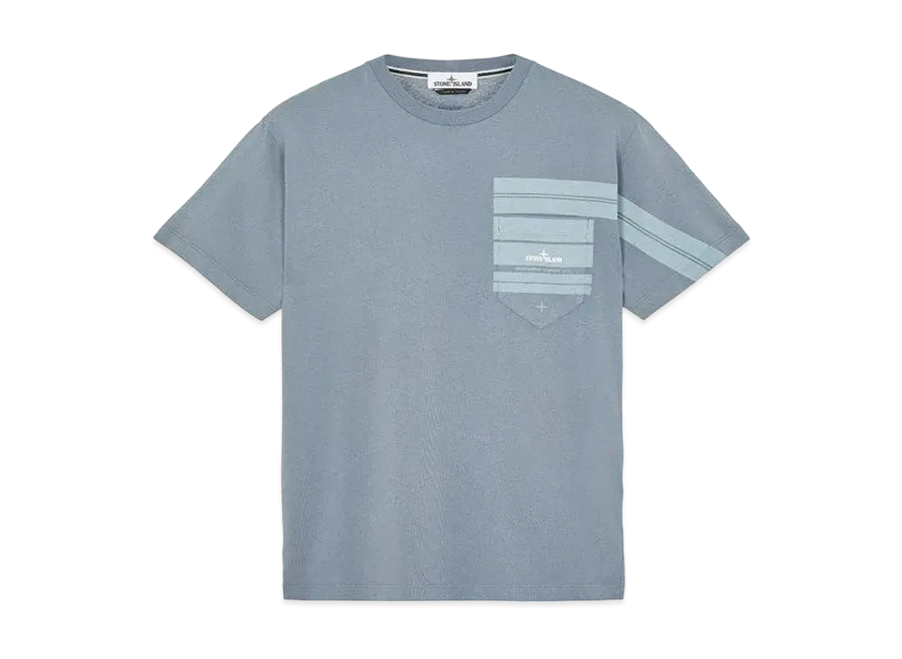 Stone Island 24679 COTTON JERSEY 'MOSAIC TWO' PRINT_SLIM FIT "Pastel Blue"
