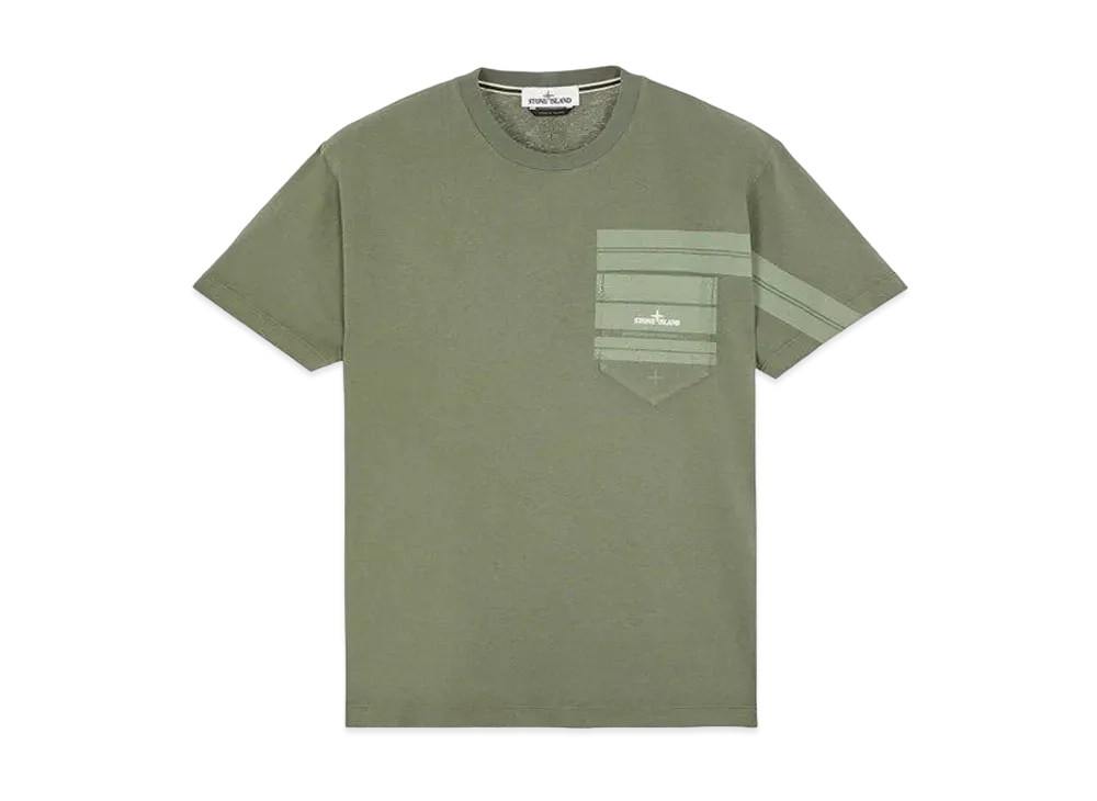 Stone Island 24679 COTTON JERSEY 'MOSAIC TWO' PRINT_SLIM FIT "Sage Green"