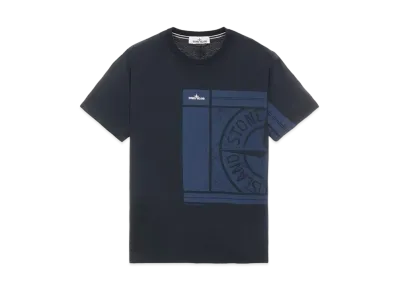 Stone Island 2NS81 COTTON JERSEY, 'MOSAIC FOUR' PRINT, GARMENT DYED_SLIM FIT "Blue"