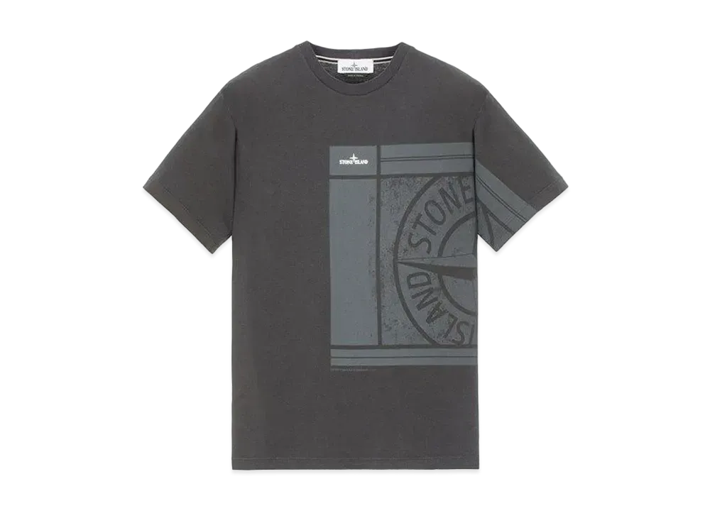 Stone Island 2NS81 COTTON JERSEY, 'MOSAIC FOUR' PRINT, GARMENT DYED_SLIM FIT "Steel Grey"