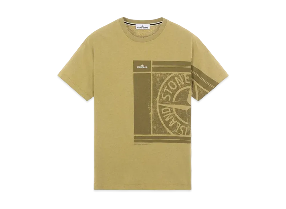 Stone Island 2NS81 COTTON JERSEY, 'MOSAIC FOUR' PRINT, GARMENT DYED_SLIM FIT "Dark Beige"