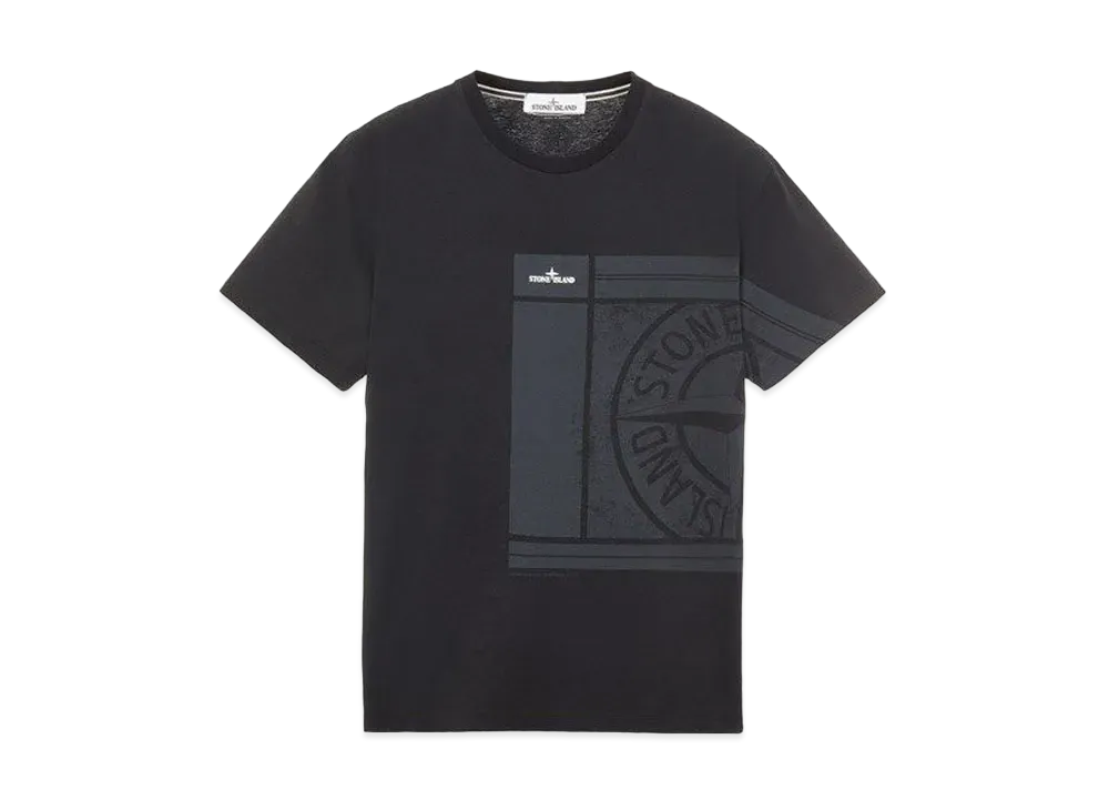 Stone Island 2NS81 COTTON JERSEY, 'MOSAIC FOUR' PRINT, GARMENT DYED_SLIM FIT "Black"