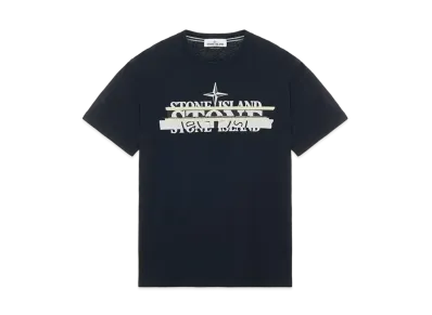 Stone Island 2NS82 COTTON JERSEY 'MIXED MEDIA ONE' PRINT_SLIM FIT "Blue"