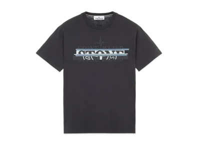 Stone Island 2NS82 COTTON JERSEY 'MIXED MEDIA ONE' PRINT_SLIM FIT "Steel Grey"