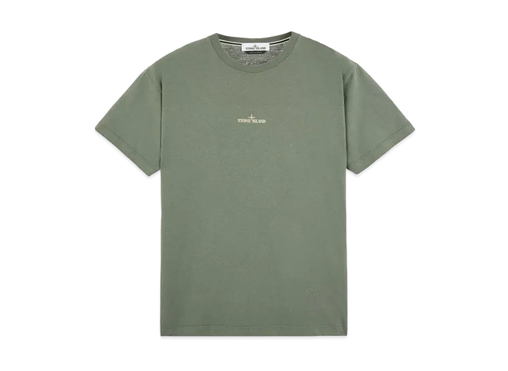 Stone Island 2NS83 COTTON JERSEY, 'MIXED MEDIA TWO' PRINT_SLIM FIT "Sage Green"