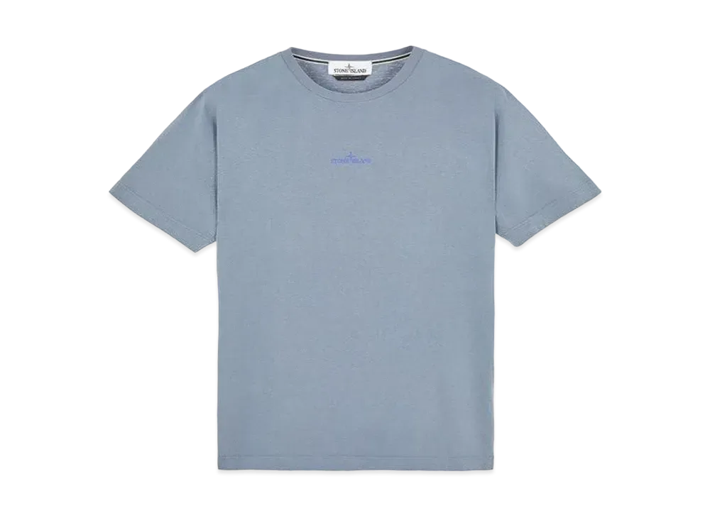 Stone Island 2NS83 COTTON JERSEY, 'MIXED MEDIA TWO' PRINT_SLIM FIT "Pastel Blue"