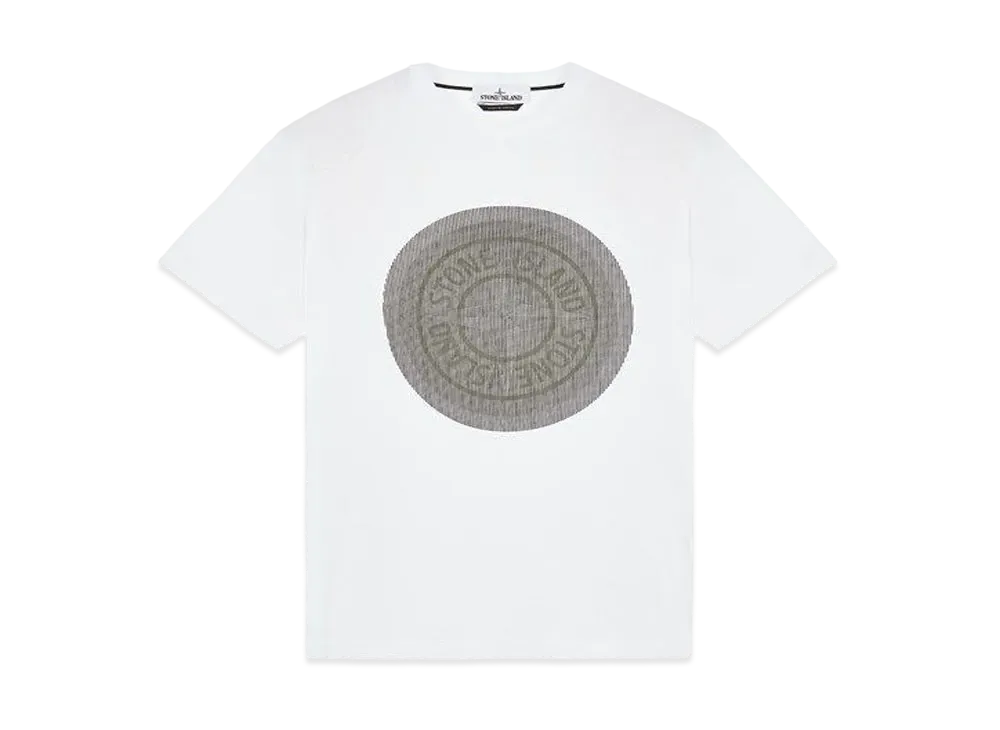 Stone Island 2NS89 COTTON JERSEY, 'LENTICULAR TWO' PRINT_SLIM FIT "White"