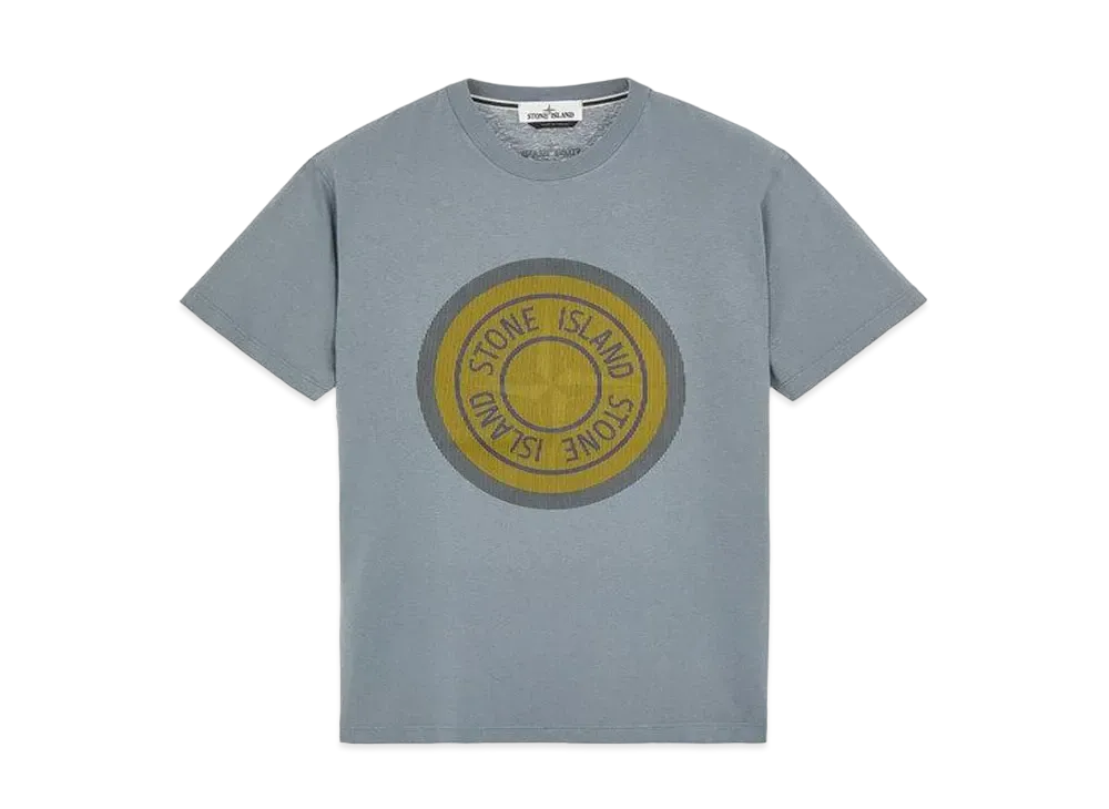 Stone Island 2NS89 COTTON JERSEY, 'LENTICULAR TWO' PRINT_SLIM FIT "Pastel Blue"