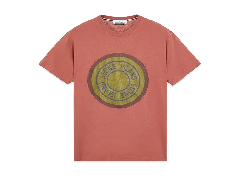 Stone Island 2NS89 COTTON JERSEY, 'LENTICULAR TWO' PRINT_SLIM FIT "Brick Red"