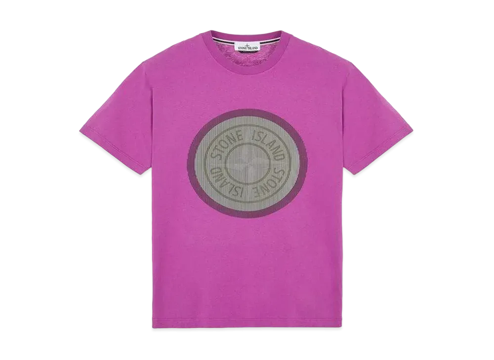 Stone Island 2NS89 COTTON JERSEY, 'LENTICULAR TWO' PRINT_SLIM FIT "Magenta"