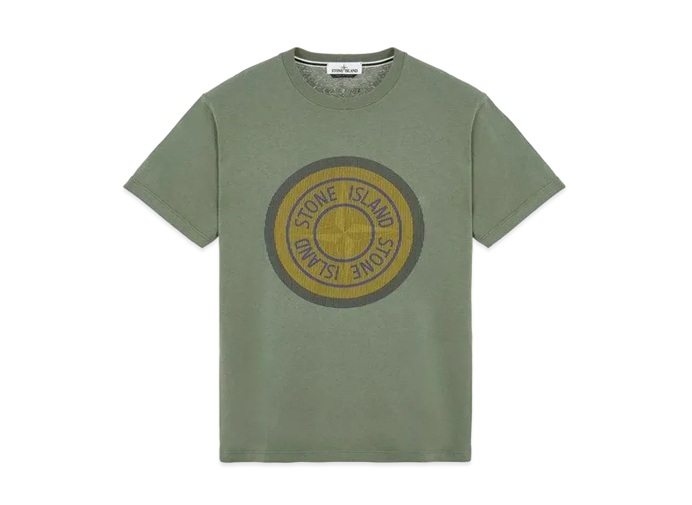 Stone Island 2NS89 COTTON JERSEY, 'LENTICULAR TWO' PRINT_SLIM FIT "Sage Green"