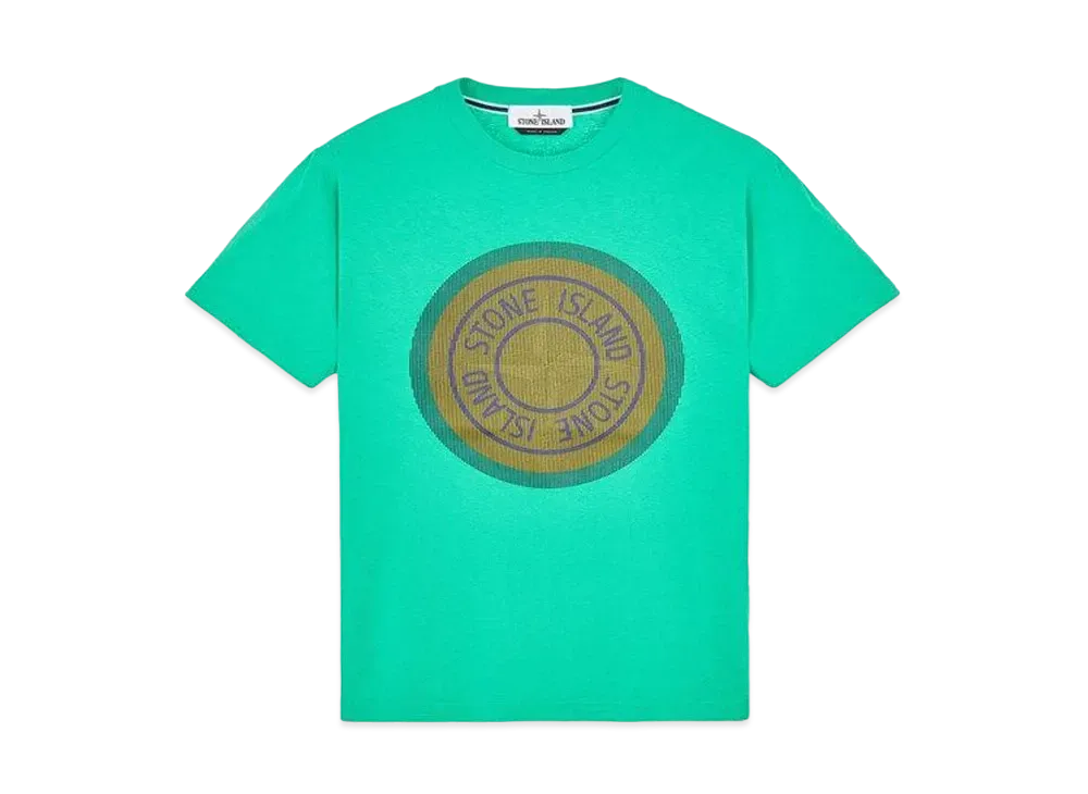 Stone Island 2NS89 COTTON JERSEY, 'LENTICULAR TWO' PRINT_SLIM FIT "Green"
