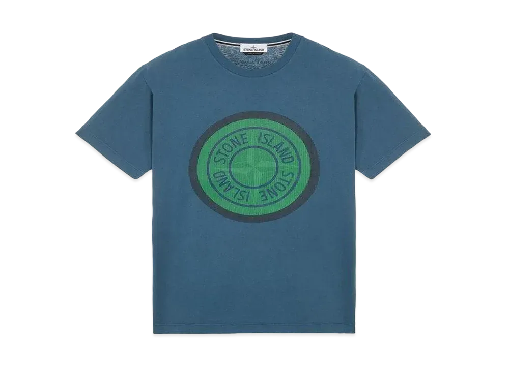Stone Island 2NS89 COTTON JERSEY, 'LENTICULAR TWO' PRINT_SLIM FIT "Teal"