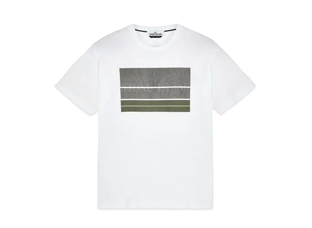 Stone Island 2NS90 COTTON JERSEY, 'LENTICULAR THREE' PRINT_SLIM FIT "White"