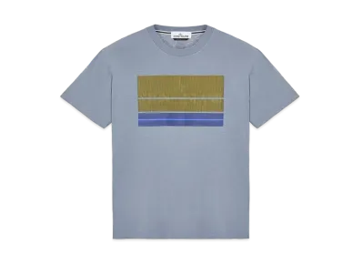 Stone Island 2NS90 COTTON JERSEY, 'LENTICULAR THREE' PRINT_SLIM FIT "Pastel Blue"