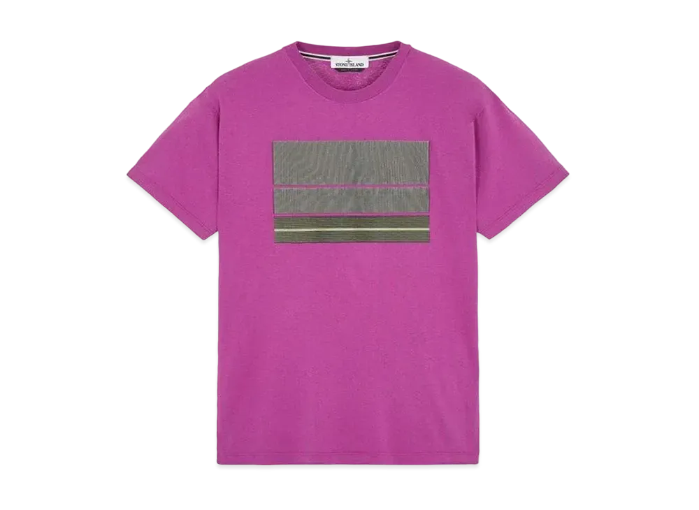 Stone Island 2NS90 COTTON JERSEY, 'LENTICULAR THREE' PRINT_SLIM FIT "Magenta"