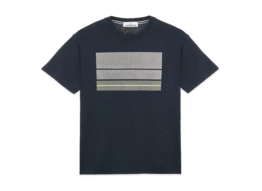 Stone Island 2NS90 COTTON JERSEY, 'LENTICULAR THREE' PRINT_SLIM FIT "Blue"